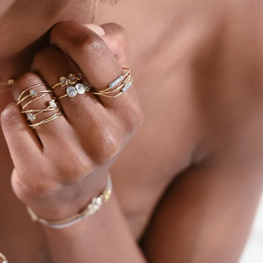 Bague spirale or pépites