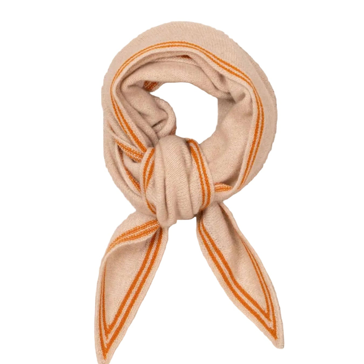 Bandana en cashmere organic- Beige clair & orange brûlé