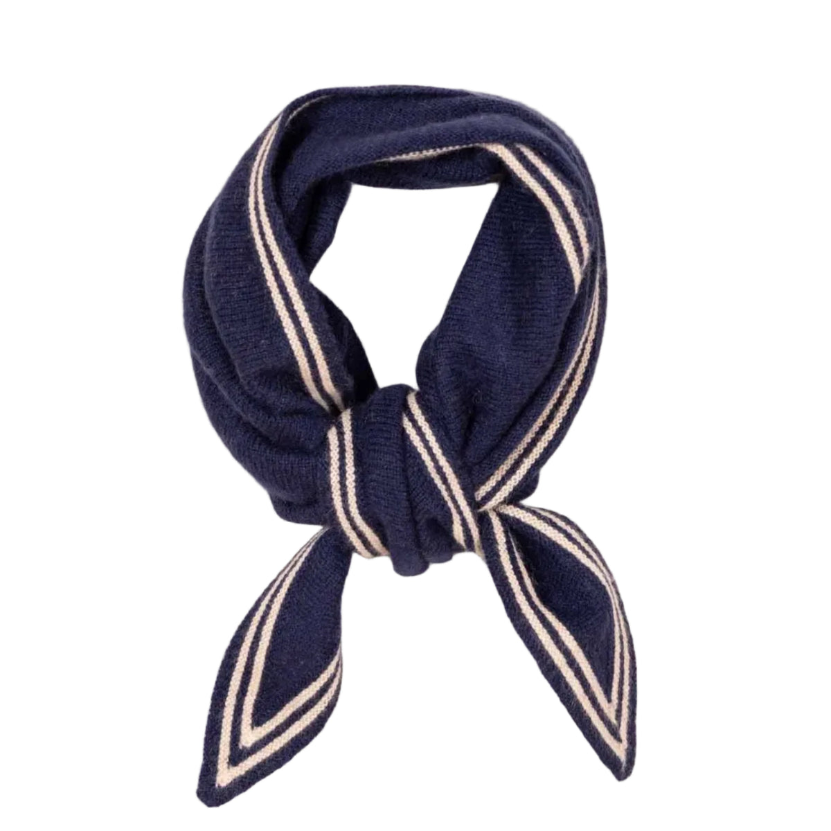 Bandana en cashmere organic -Bleu & Écru