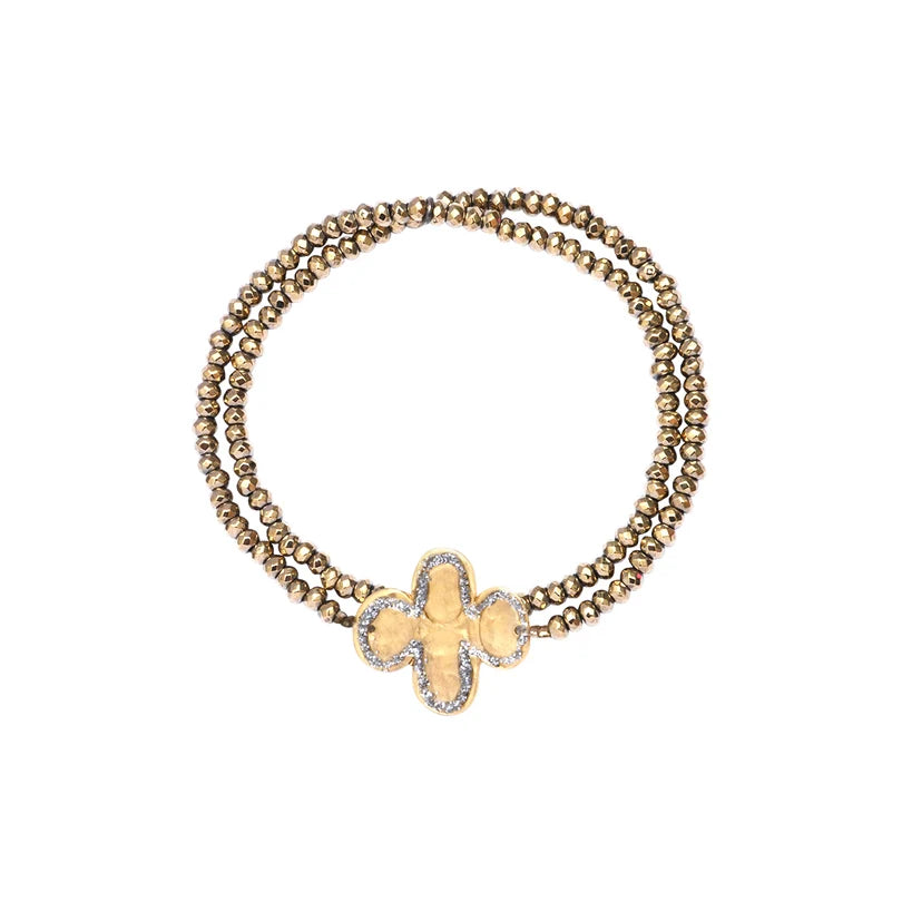 Bracelet double tours trèfle